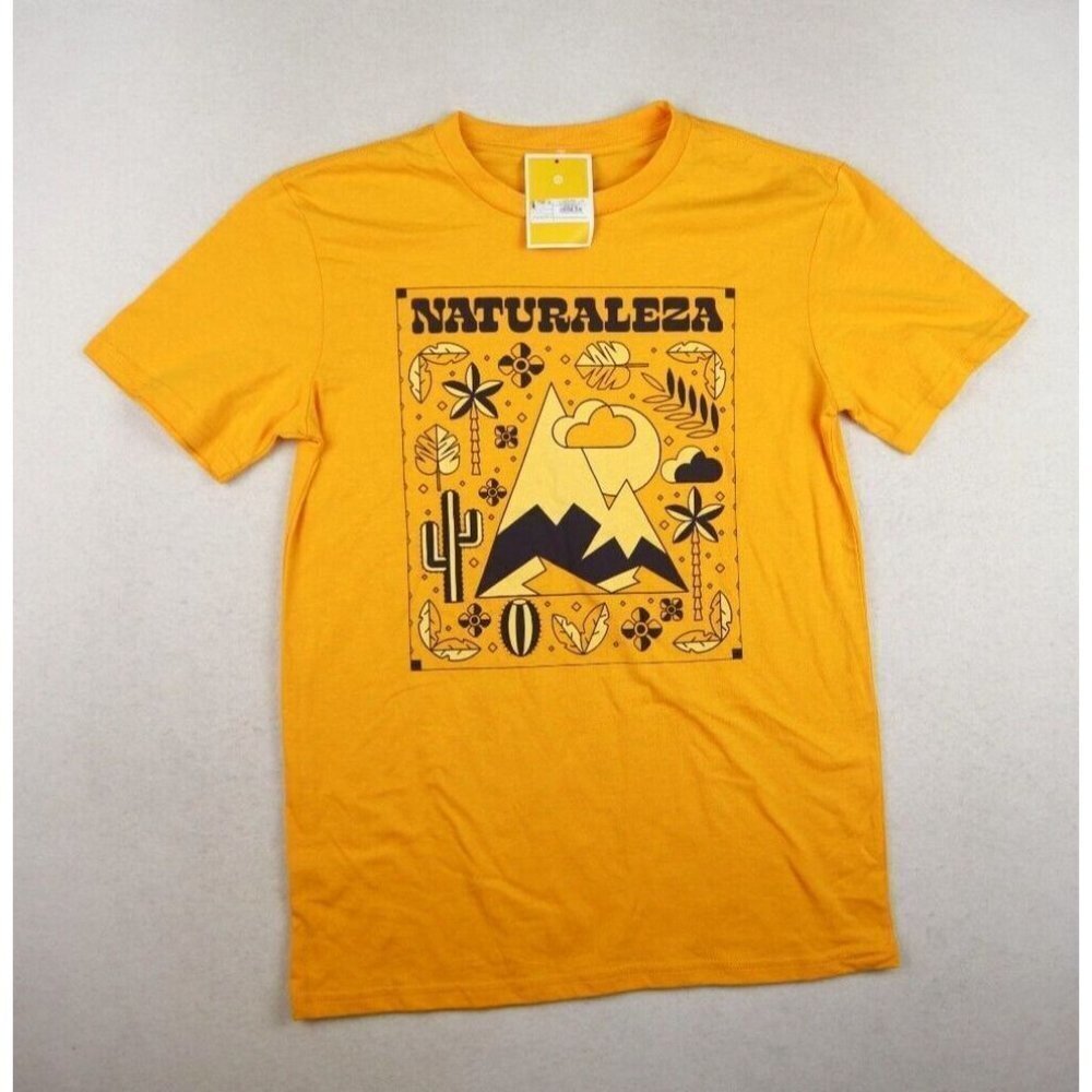 NATURALEZA - UNISEX YELLOW GOLD SHORT SLEEVE CREW NECK T-SHIRT - SIZE S - NWT